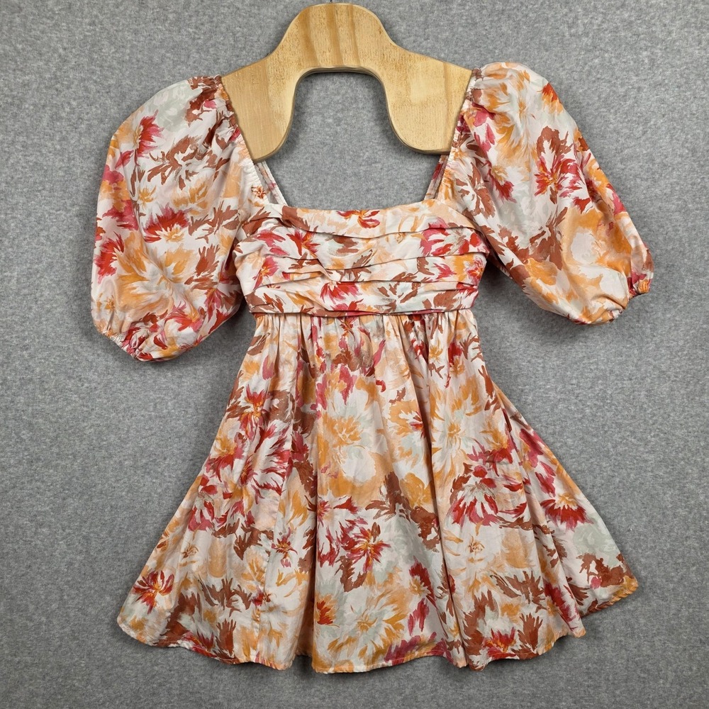 Abercrombie Fitch Mini‎ Dress Womens XS Emerson Poplin Puff Sleeve Babydoll